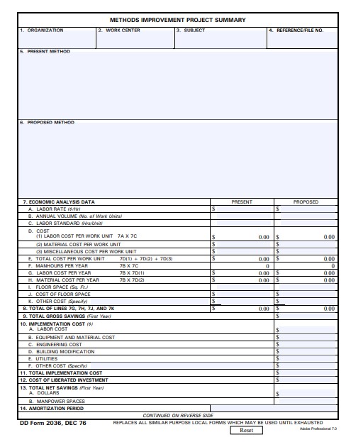 Download Fillable dd Form 2036