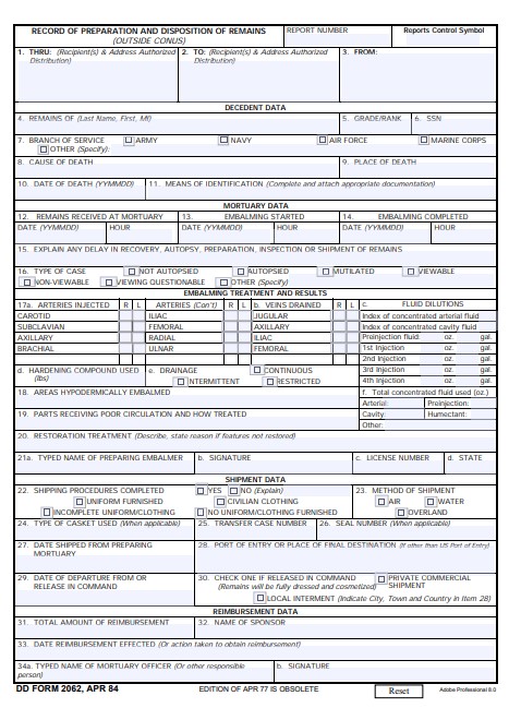 Download Fillable dd Form 2062