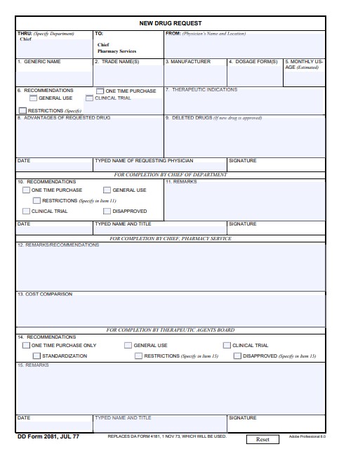 Download Fillable dd Form 2081