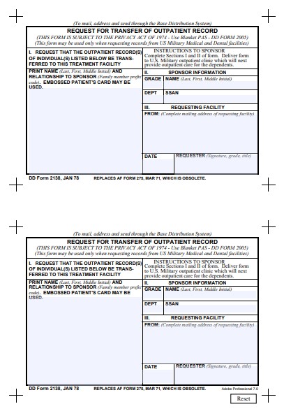 Download Fillable dd Form 2138