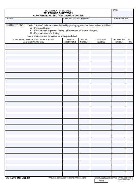 Download Fillable dd Form 218