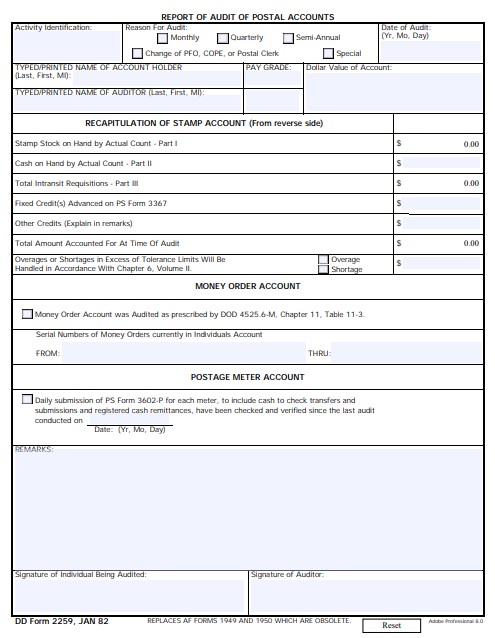 Download Fillable dd Form 2259