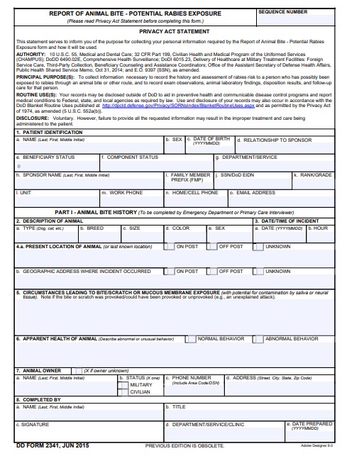 Download Fillable dd Form 2341