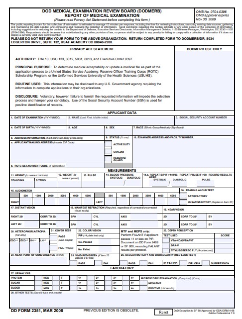 Download Fillable dd Form 2351