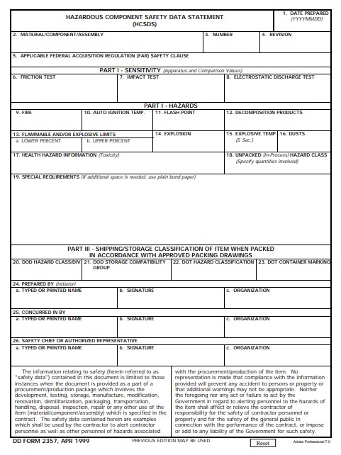 Download Fillable dd Form 2357