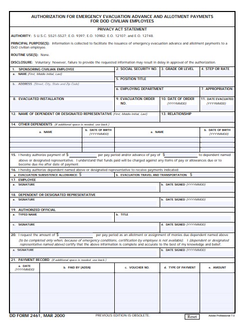 Download Fillable dd Form 2461