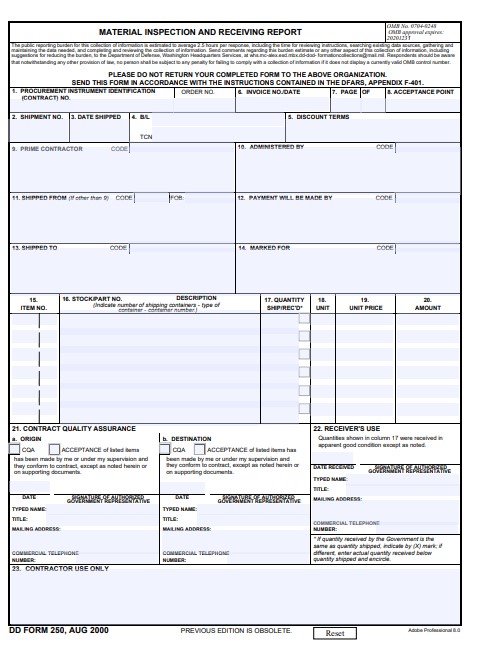 Download Fillable dd Form 250