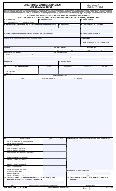Download Fillable dd Form 250-1
