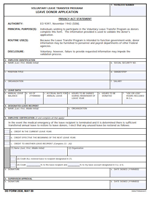 Download Fillable dd Form 2538