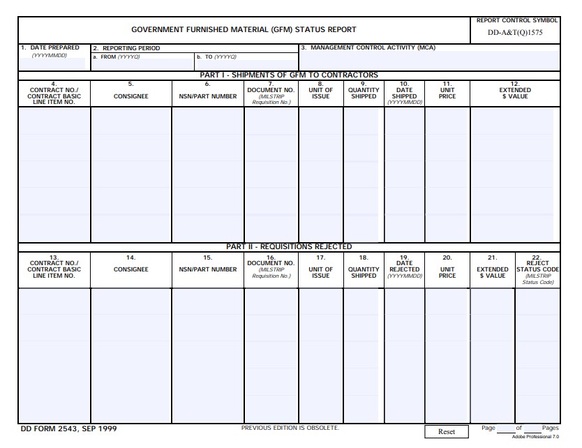 Download Fillable dd Form 2543