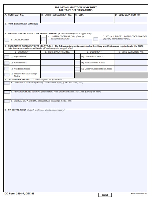 Download Fillable dd Form 2554-7