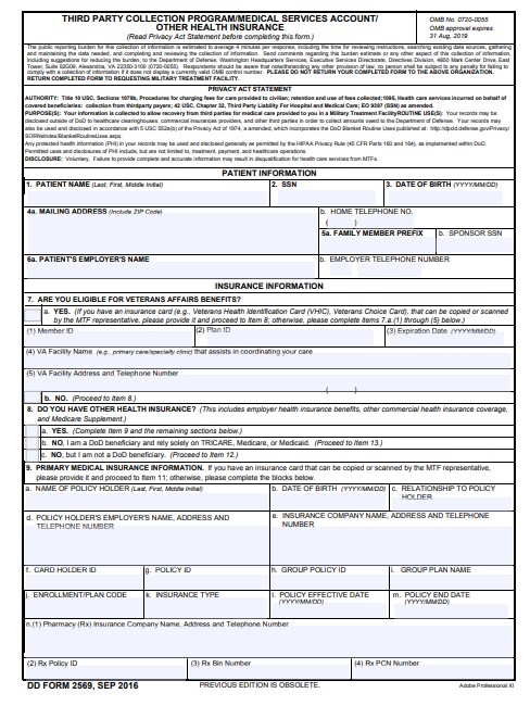 Download Fillable dd Form 2569