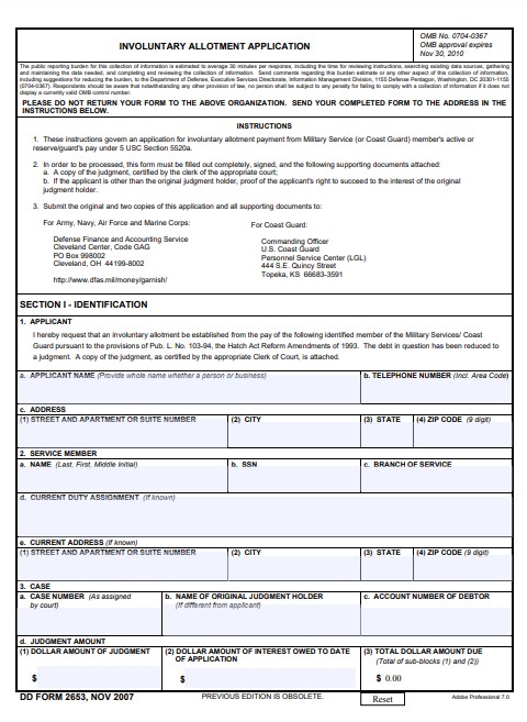 Download Fillable dd Form 2653