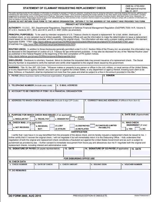 Download Fillable dd Form 2660