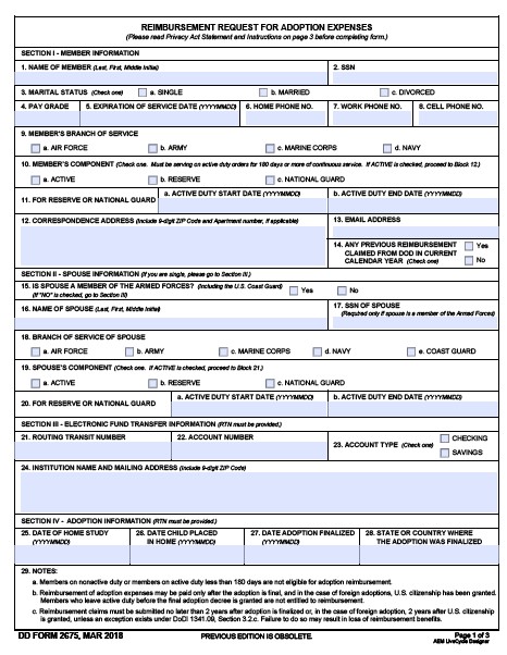 Download Fillable dd Form 2675