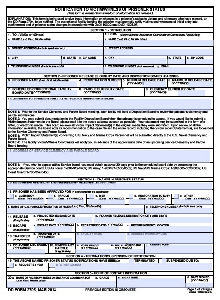 Download Fillable dd Form 2705