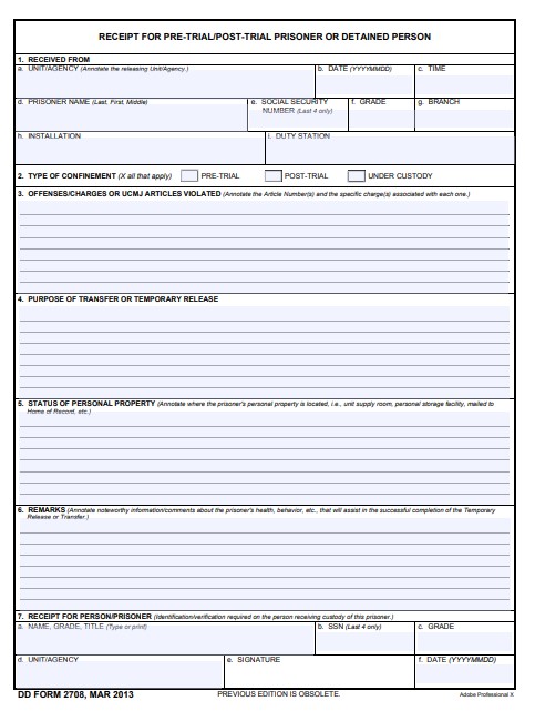 Download Fillable dd Form 2708