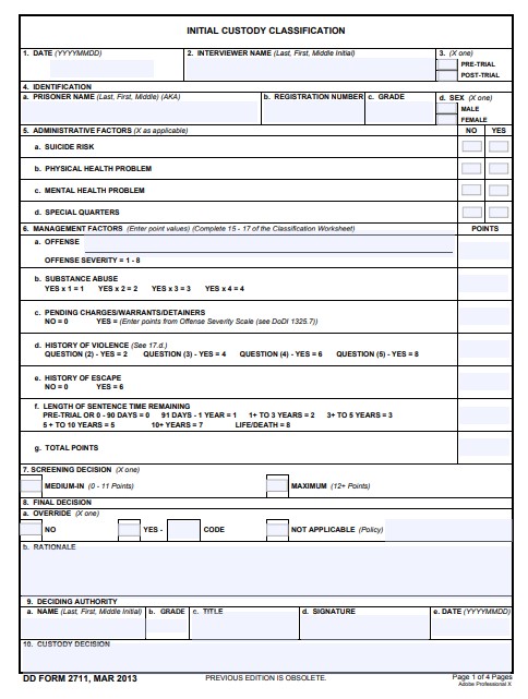 Download Fillable dd Form 2711