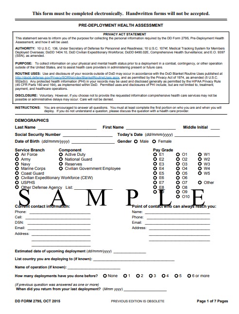 Download Fillable dd Form 2795