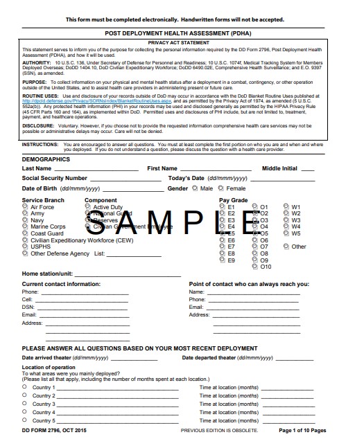Download Fillable dd Form 2796