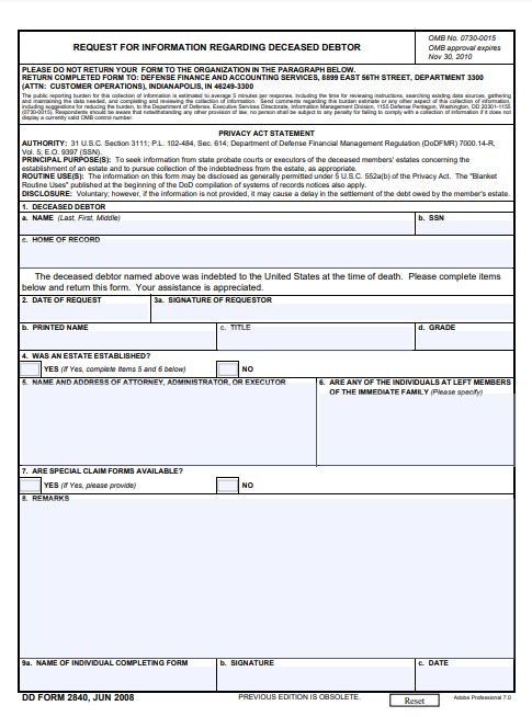 Download Fillable dd Form 2840