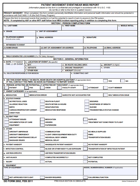 Download Fillable dd Form 2852