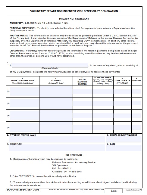 Download Fillable dd Form 2864