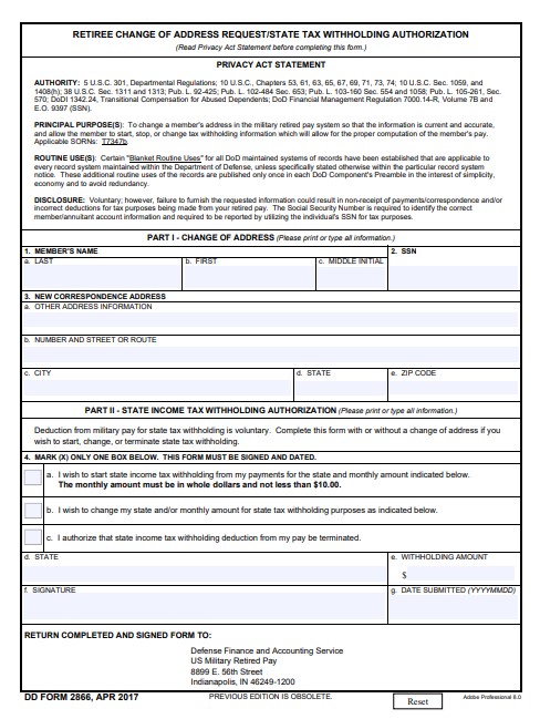 Download Fillable dd Form 2866