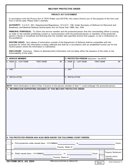 Download Fillable dd Form 2873