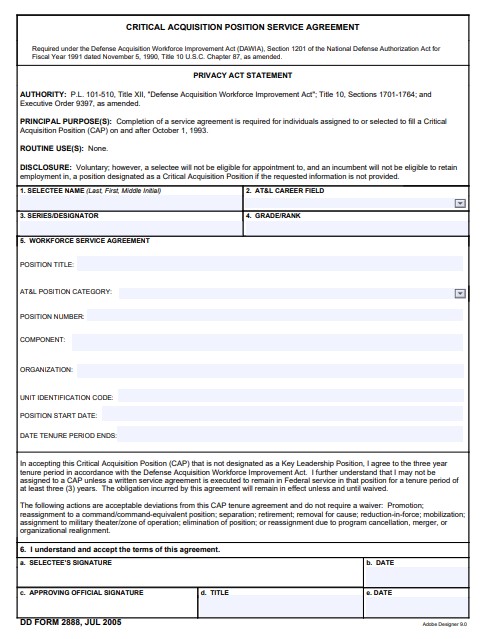 Download Fillable dd Form 2888