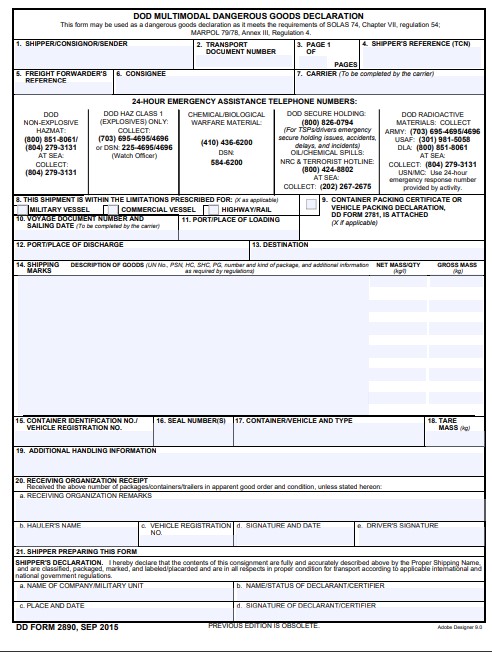 Download Fillable dd Form 2890