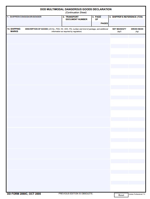 Download Fillable dd Form 2890C