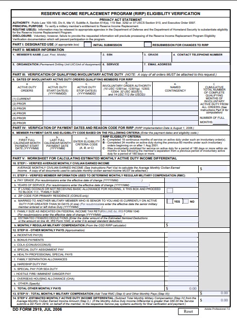 Download Fillable dd Form 2919