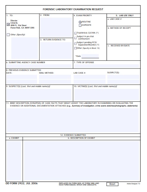 Download Fillable dd Form 2922