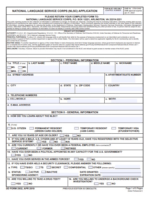 Download Fillable dd Form 2932