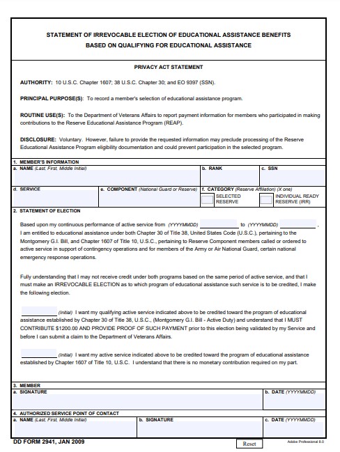Download Fillable dd Form 2941