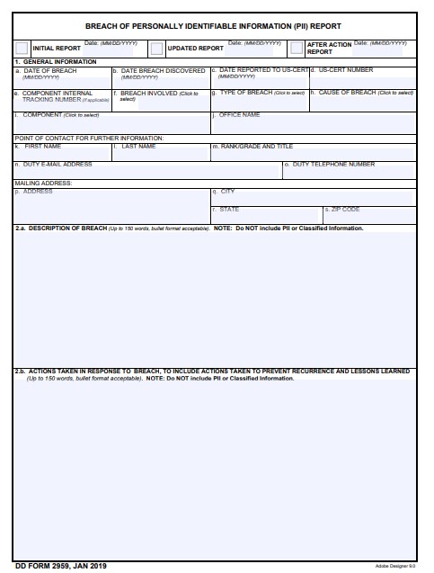Download Fillable dd Form 2959