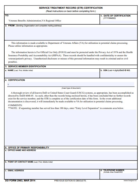 Download Fillable dd Form 2963