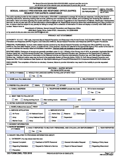 Download Fillable dd Form 2985