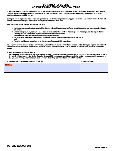 Download Fillable dd Form 3031