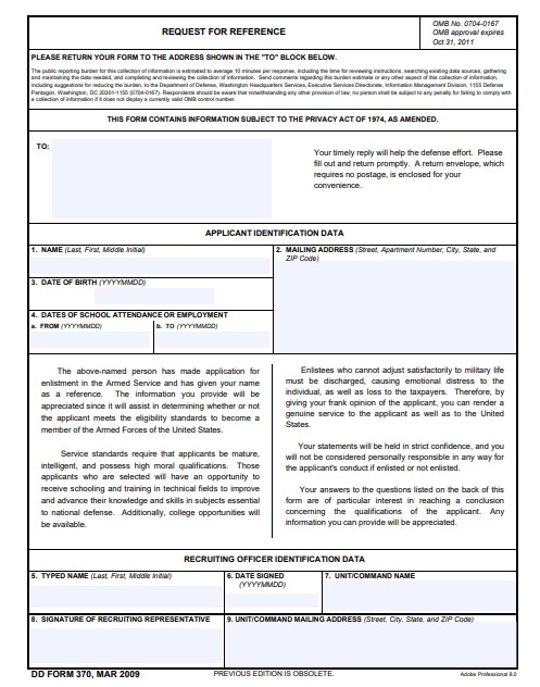Download Fillable dd Form 370