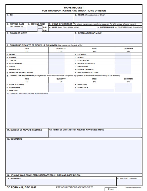 Download Fillable dd Form 419