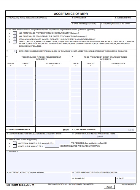Download Fillable dd Form 448-2