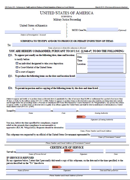 Download Fillable dd Form 453