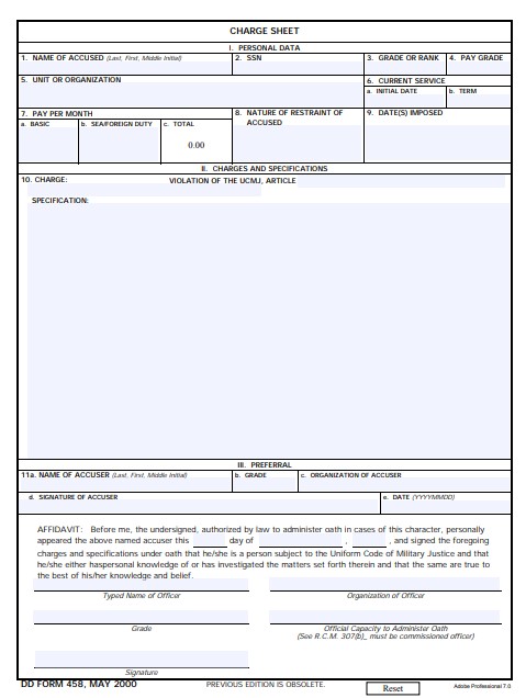 Download Fillable dd Form 458