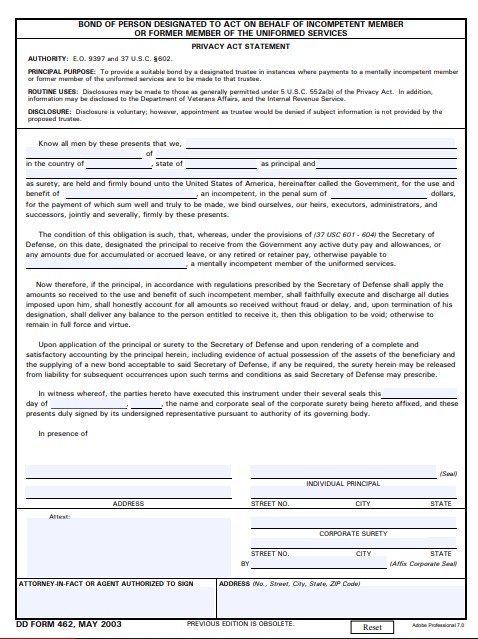Download Fillable dd Form 462