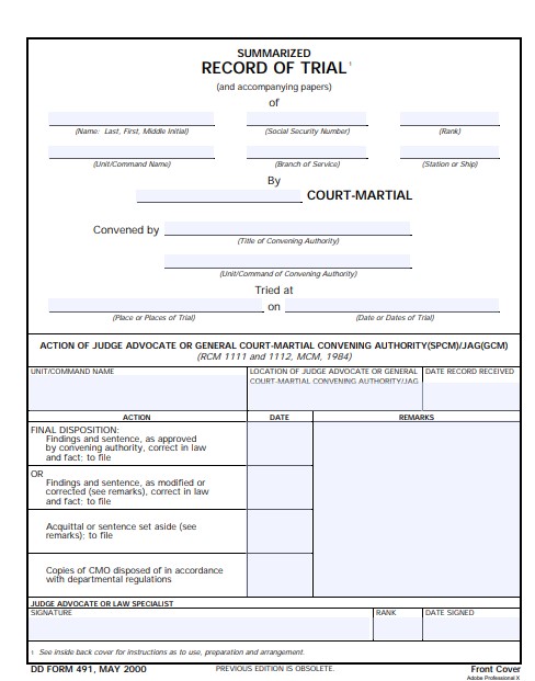 Download Fillable dd Form 491