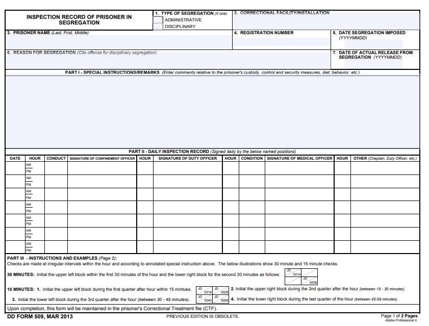 Download Fillable dd Form 509