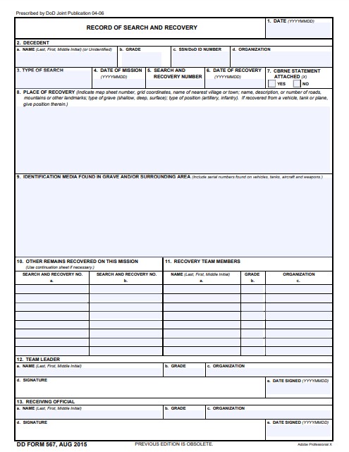 Download Fillable dd Form 567