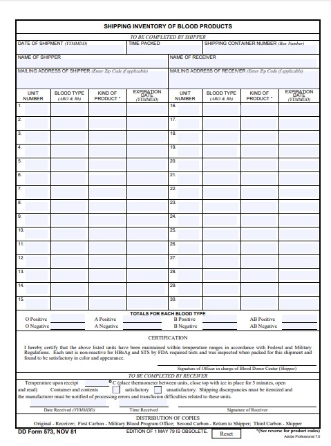 Download Fillable dd Form 573